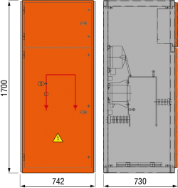 12 kV Messfeld 742 x 730 x 1700 mm