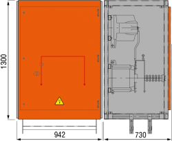 24 kV Messfeld 942 x 730 x 1300 mm