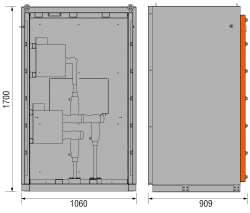 17,5 kV Messfeld 1060 x 909 x 1700 mm
mit metallisierten Wandlern