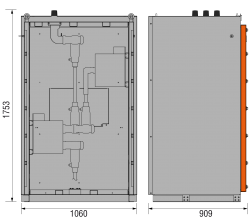 24 kV Messfeld 1060 x 909 x 1753 mm
mit metallisierten oder Gießharzwandlern