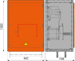 24 kV Messfeld 942 x 758 x 1300 mm